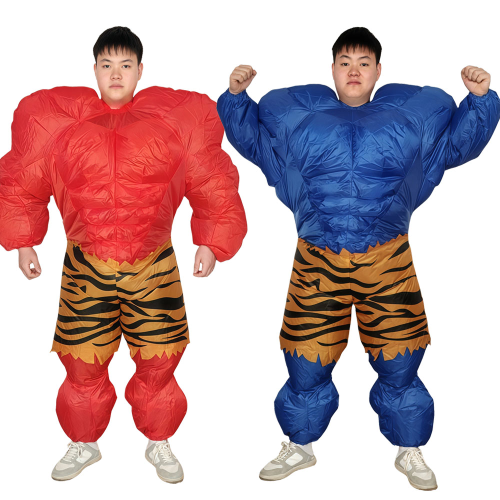 Cosplay Prop Business - ชุดคอสเพลย์ฮาโลวีนสีน้ำเงินแดงสำหรับผู้ชายกล้ามเนื้อ ชุดแฟนซีสำหรับงานกิจกรรมทางธุรกิจ ไม่ต้องใช้แบตเตอรี่
