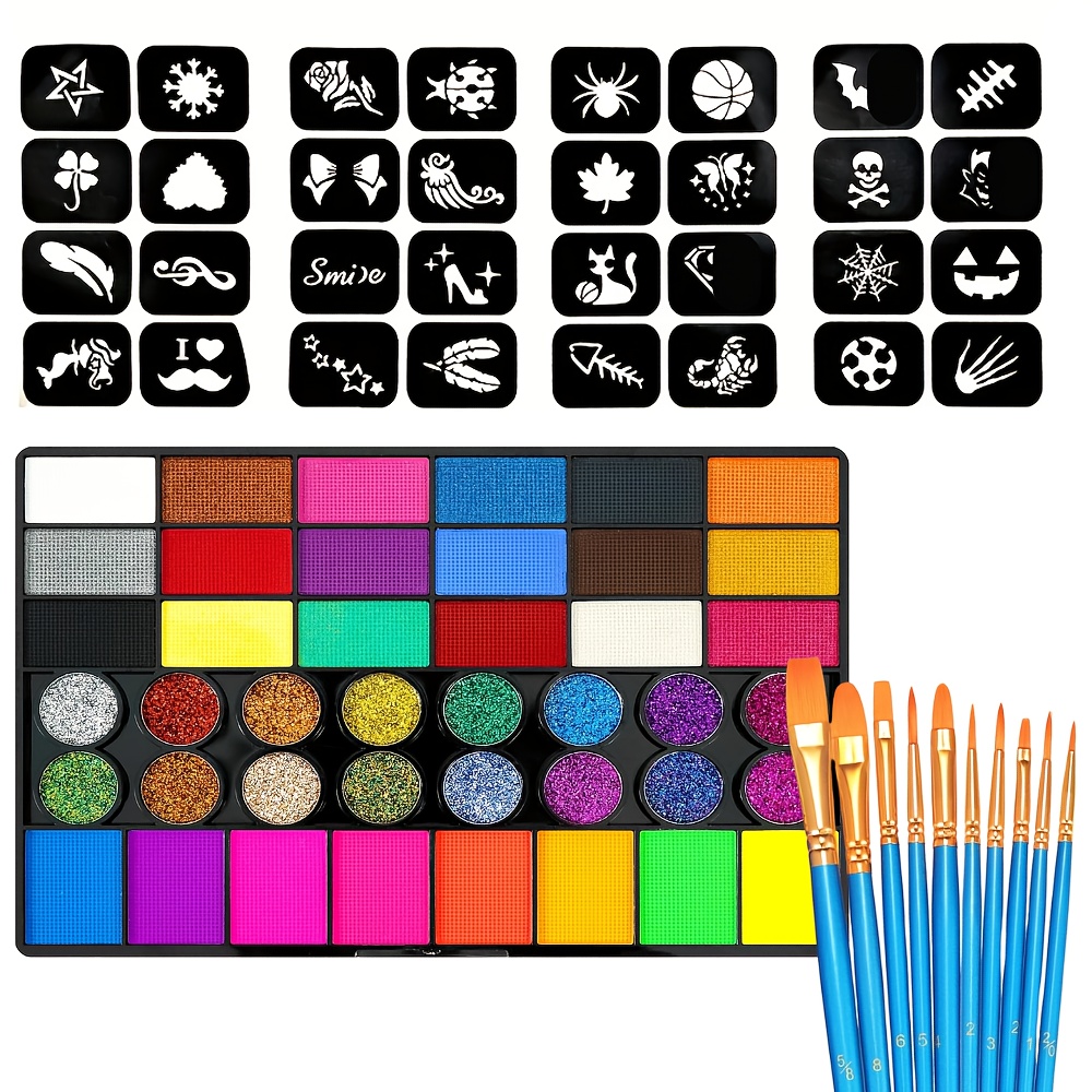 Cosplay Prop Paint - ชุดสีเพ้นท์หน้าและตัว 42 สี พร้อม 24 แผ่นลายพิมพ์